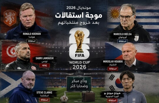 مونديال 2026 يواصل الإطاحة بالمدربين.. 6 رحلوا حتى الآن واستقالة رئيس الاتحاد السعودي