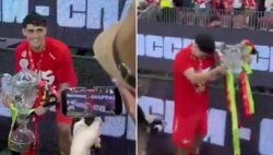 اسقط الكأس من يده ما ادى الى تحطيمها
