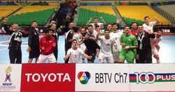 منتخب لبنان يحتفل بالفوز الثاني في بطولة اسيا لكرة الصالات تحت 20 عاما